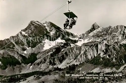 AK / Ansichtskarte  Sessellift_Chairlift_Telesiege Braunwald  