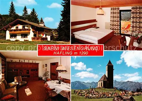 AK / Ansichtskarte 73838004 Hafling_Avelengo-Falzeben_IT Garni Pension Wiesengrund Fremdenzimmer Bergkirche Alpen 