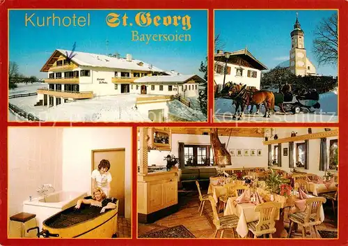 AK / Ansichtskarte 73838040 Bayersoien_Bad Kurhotel St. Georg Kuranwendung Restaurant Pferdeschlitten Bayersoien_Bad