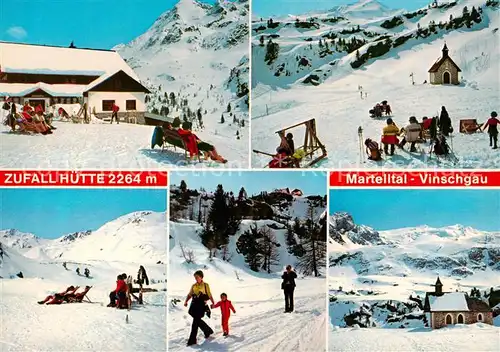 AK / Ansichtskarte  Morter Zufallhuette im Martelltal Stilfserjoch Nationalpark Winterpanorama Bergkirche Morter