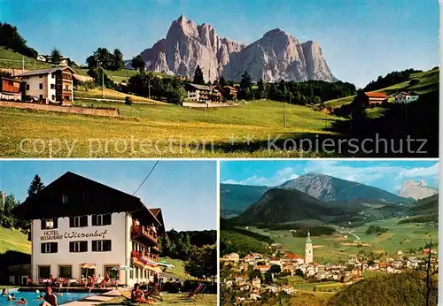 AK / Ansichtskarte  Kastelruth_Suedtirol Panorama Hotel Pension Wiesenhof Ortsansicht Kastelruth_Suedtirol