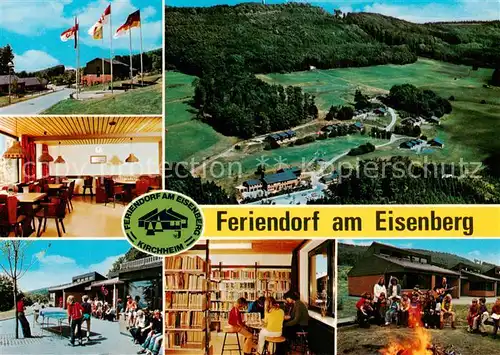 AK / Ansichtskarte  Kirchheim_Hessen Feriendorf Am Eisenberg Fliegeraufnahme Gaststube Buecherei Lagerfeuer Kirchheim Hessen