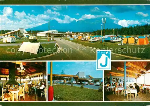 AK / Ansichtskarte  Vysoke_Tatry_SK Eurocamp v Tatranskej Lomnici Pohlad na areal Eurocampu v pozadi Interier koliby Vstupny aareal Interier jedalne 