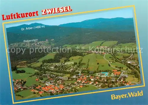 AK / Ansichtskarte 73838184 Zwiesel__Niederbayern Fliegeraufnahme mit Gr Arber Rabenstein und Azur Camping 