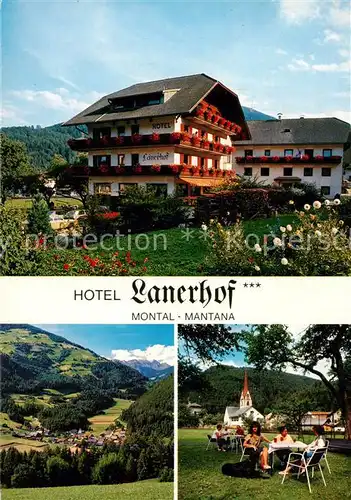 AK / Ansichtskarte 73838204 Montal_St_Lorenzen Hotel Lanerhof Panorama Kirche Montal_St_Lorenzen
