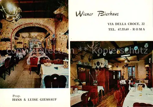 AK / Ansichtskarte 73838230 Roma__Rom_IT Wiener Bierhaus Gastraeume 