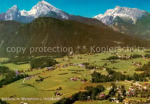 AK / Ansichtskarte  Schoenau_Berchtesgaden Fliegeraufnahme mit Watzmann und Hochkalter Schoenau Berchtesgaden