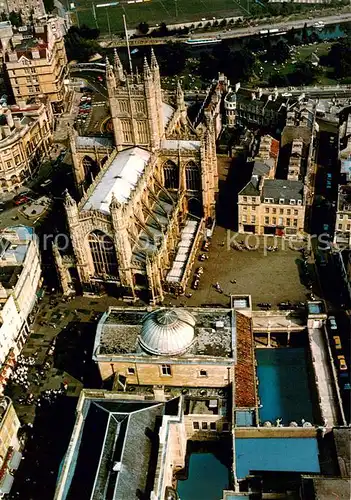 AK / Ansichtskarte  Bath__UK Aerial view of the Roman Baths Pump Room and Abbey 