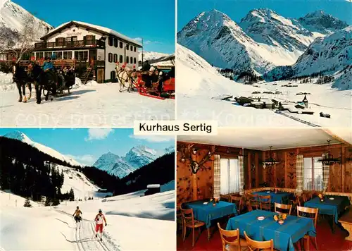 AK / Ansichtskarte  Sertig_Davos_GR Kurhaus Sertig Gaststube Pferdeschlitten Langlaufloipe Panorama 