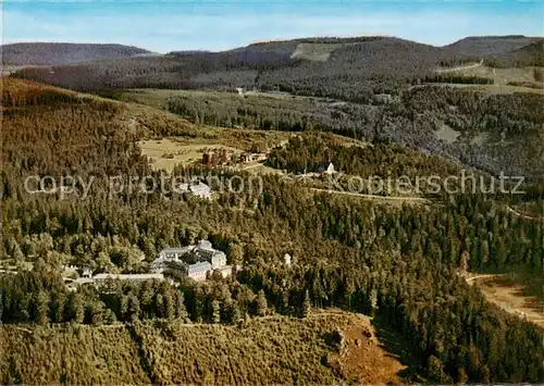 AK / Ansichtskarte  Buehl_Baden Schloss Buehlerhoehe mit Sanatorium Plaettig und Maria Frieden Fliegeraufnahme Buehl_Baden