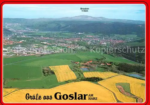 AK / Ansichtskarte 73838368 Goslar Fliegeraufnahme mit Brocken Goslar