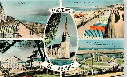 AK / Ansichtskarte  Cabourg_14_Calvados La Plage Promenade des Anglais Casino Golf Miniature Eglise 