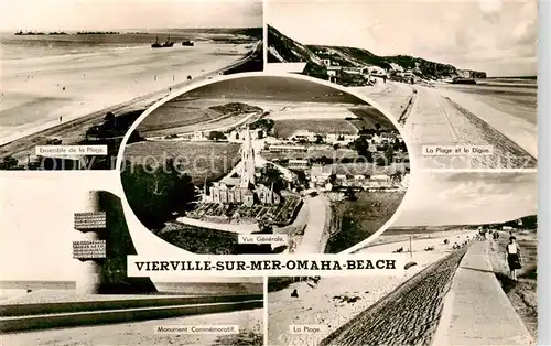 AK / Ansichtskarte  Vierville-sur-Mer_Saint-Laurent_14_Calvados Ensemble de la Plage La Plage et la Digue Monument Commemoratif Vue generale 