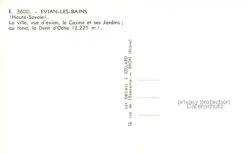AK / Ansichtskarte  Evian-les-Bains_74 La ville vue davion le Casino et ses Jardins au fond la Dent d'Oche 