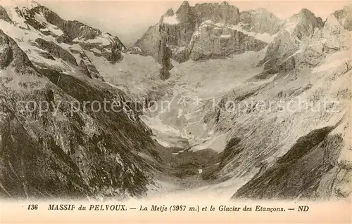 AK / Ansichtskarte  Massif_du_Pelvoux_Montagne_05_Hautes-Alpes La Meije et le Glacier des Etancons 
