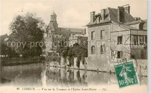 AK / Ansichtskarte  Lisieux_14 Vue sur la Touques et lEglise Saint Desire 