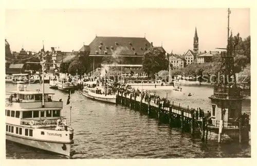 AK / Ansichtskarte Dampfer_Binnenschifffahrt Konstanz a. B. Hafenbetrieb 