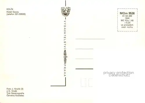 AK / Ansichtskarte Kolin_nad_Labem_Koeln_Elbe_CZ Hotel Savoy Gastraeume 
