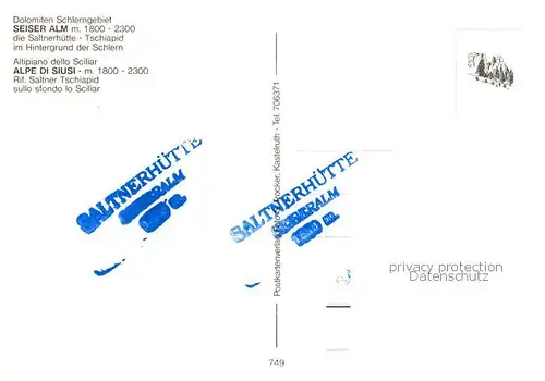 AK / Ansichtskarte Seiseralm_Alpe_di_Siusi_Trentino_IT Saltnerhuette Tschiapid mit der Schlern 
