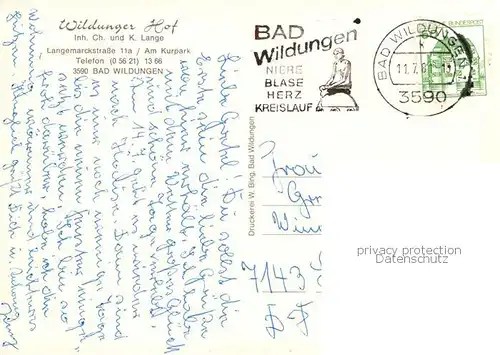 AK / Ansichtskarte Bad_Wildungen Wildunger Hof Cafe Restaurant Bad_Wildungen