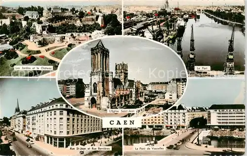 AK / Ansichtskarte Caen_14 Les Jardins et le Chateau Le Port LEglise Saint Jean Rue St Jean et Rue Bernieres Le Pont de Vaucelles 