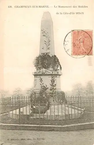 AK / Ansichtskarte Champigny sur Marne_94 Le Monument des Mobiles de la Cote dOr 1870_71 