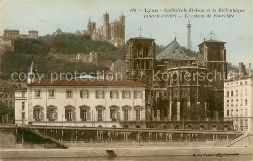 AK / Ansichtskarte Lyon_69_Rhone Cathedrale St Jean et la Bibliotheque Le coteau de Fourviere 