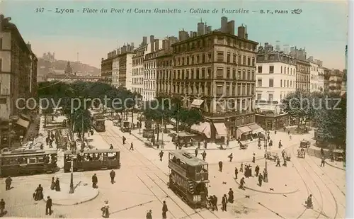 AK / Ansichtskarte Lyon_69_Rhone Place du Pont et Cours Gambetta Colline de Fourviere 