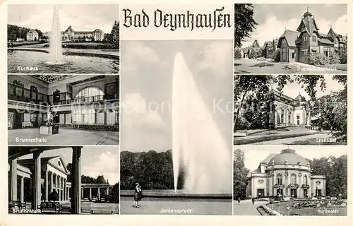 AK / Ansichtskarte Bad_Oeynhausen Kurhaus Brunnenhalle Thermalbadehaus Lesesaal Kurtheater Jordansprudel Bad_Oeynhausen