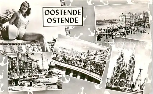 AK / Ansichtskarte Oostende_Ostende_West Vlaanderen_Belgie Hafenpartien Promenade Kirche 