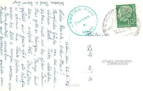 AK / Ansichtskarte Cochem_Kochem_Mosel Fliegeraufnahme mit Burg und Campingplatz 