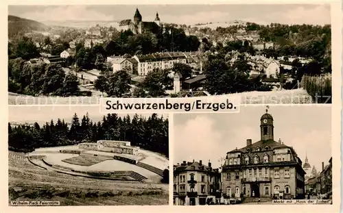AK / Ansichtskarte Schwarzenberg__Erzgebirge Panorama Wilhelm Pieck Feierstaette Markt mit Haus der Einheit 