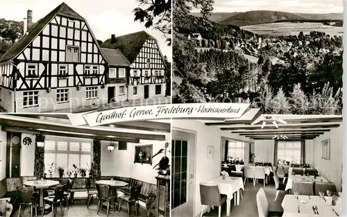 AK / Ansichtskarte Fredeburg_Schmallenberg Gasthof Gerwe Gastraeume Panorama Fredeburg_Schmallenberg