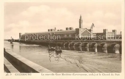 AK / Ansichtskarte  Cherbourg_50_Manche La nouvelle Gare Maritime et le Chenal du Port 