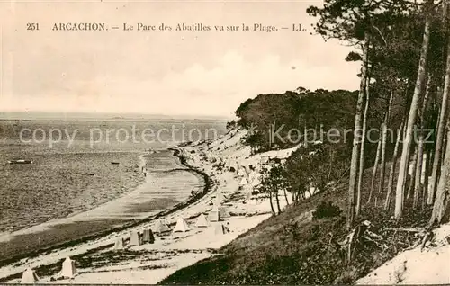 AK / Ansichtskarte Arcachon_33_Gironde Parc des Abatilles vu sur la plage 