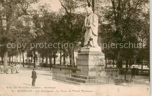 AK / Ansichtskarte Bordeaux_33 Les Qiunconces Statue de Michel Montaigne 