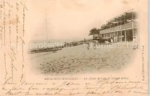 AK / Ansichtskarte Moulleau_Le_33_Gironde La plage devant le Grand Hotel 