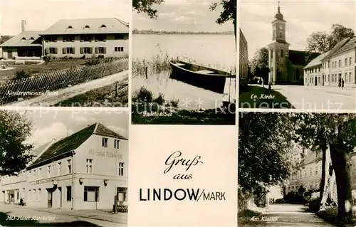 AK / Ansichtskarte Lindow_Mark Kindergenesungsheim HO Hotel Ratskeller Gudelacksee Kirche Kloster Lindow Mark