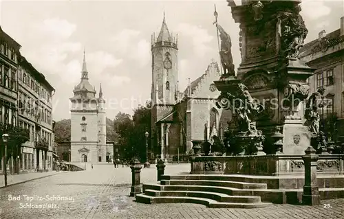 AK / Ansichtskarte Bad_Teplitz Schoenau_Teplice_CZ Schlossplatz Denkmal 