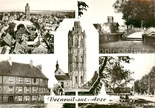 AK / Ansichtskarte Verneuil_ sur Avre_27_Eure Vue generale les remparts Eglise de la Madeleine vieille maison et le square 