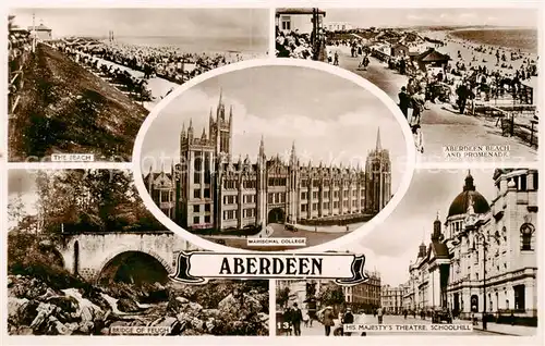 AK / Ansichtskarte Aberdeen__Scotland_UK The Beacht Promenade Bridge of Feuch His Majestys  Theatre Schoolhill Marischal College 