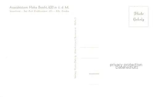 AK / Ansichtskarte Kirchhundem Aussichtsturm Hohe Bracht Sauerland Details Kirchhundem
