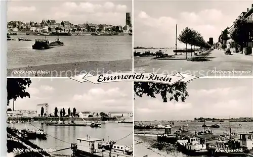 AK / Ansichtskarte Emmerich_Rhein Blick vom Rhein Rheinpromenade Hafen Rheinpartie Emmerich Rhein