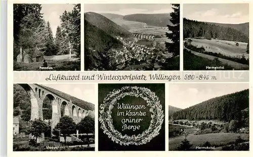 AK / Ansichtskarte Willingen_Sauerland Paradies Panorama Hermeketal Viadukt Willingen_Sauerland