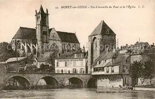 AK / Ansichtskarte Moret sur Loing Vue densemble du Pont et de l Eglise Moret sur Loing