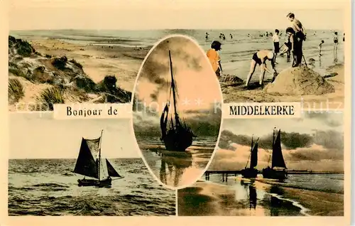 AK / Ansichtskarte Middelkerke_Belgie Strandpartien Segelboote 
