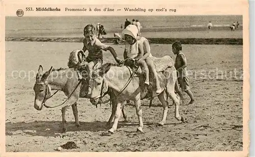 AK / Ansichtskarte Middelkerke_Belgie Promenade a dos dane Wandeling op ezels rug 