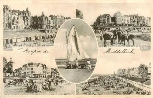 AK / Ansichtskarte Middelkerke_Belgie Strandpartien Eselreiten Strandsegler 