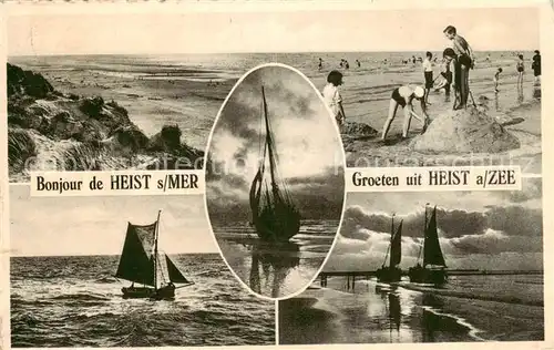 AK / Ansichtskarte Heist sur Mer_Heist aan Zee_Heist Knokke_Heyst_Belgie Strandpartie Segelschiffe 