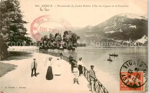 AK / Ansichtskarte Annecy_74_Haute Savoie Promenade du Jardin Public LIle des Cygnes et le Parmelan 